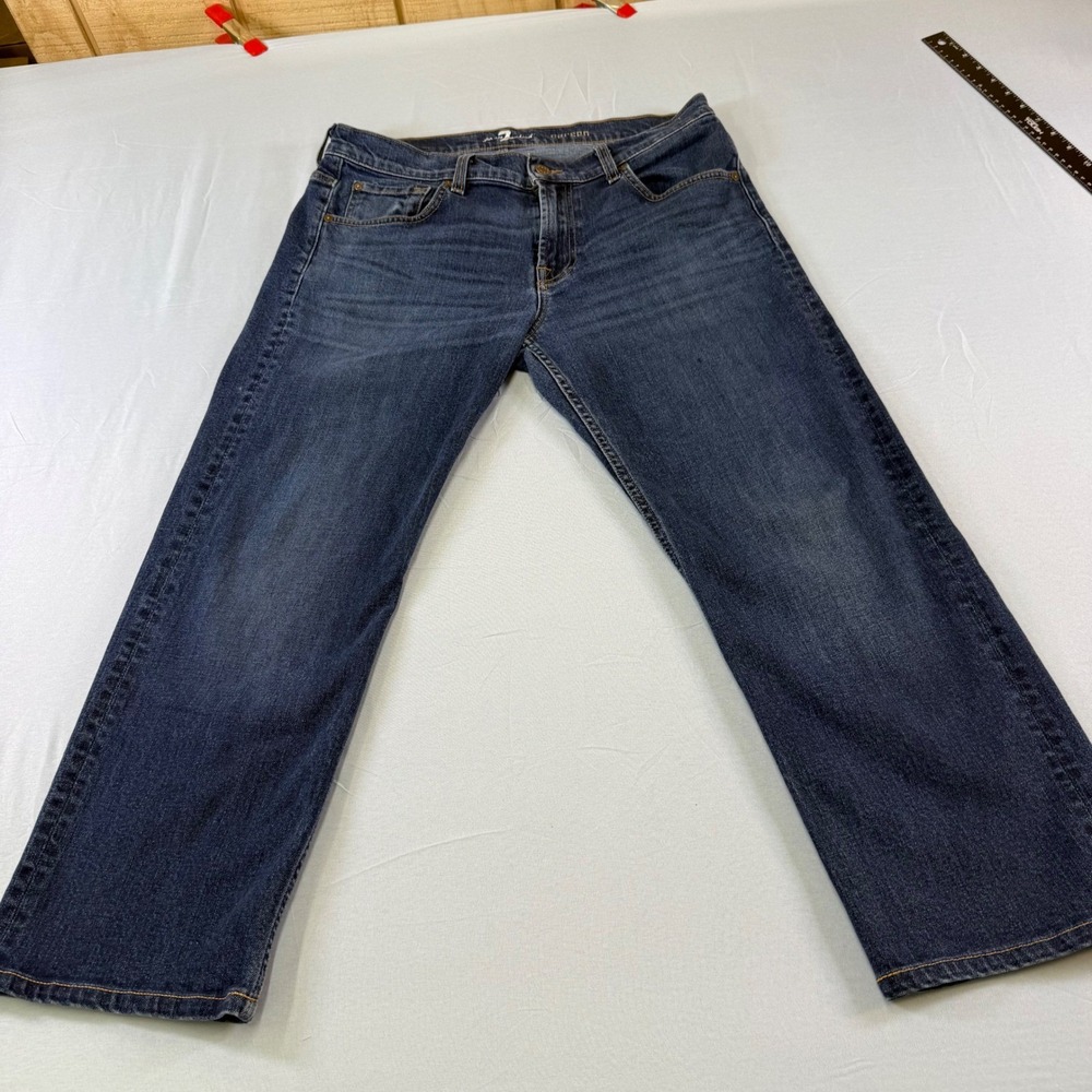 7 For All Mankind Carsen Mens Straight Leg Jeans Dark Wash Blue Size 34